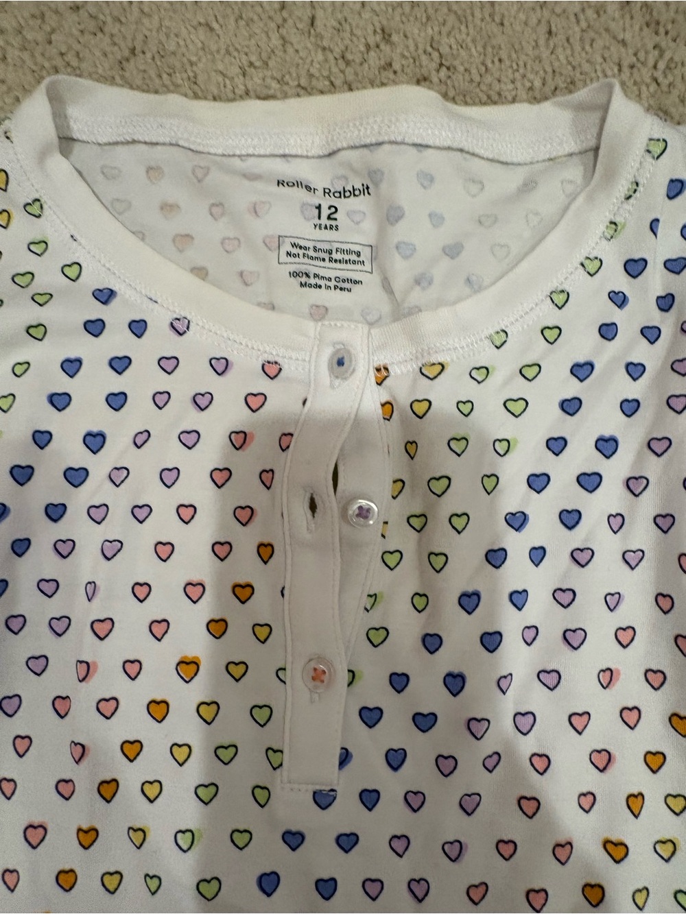 Roller Rabbit Rainbow Heart Print Pajama Set, Size 12 - Picture 2 of 2